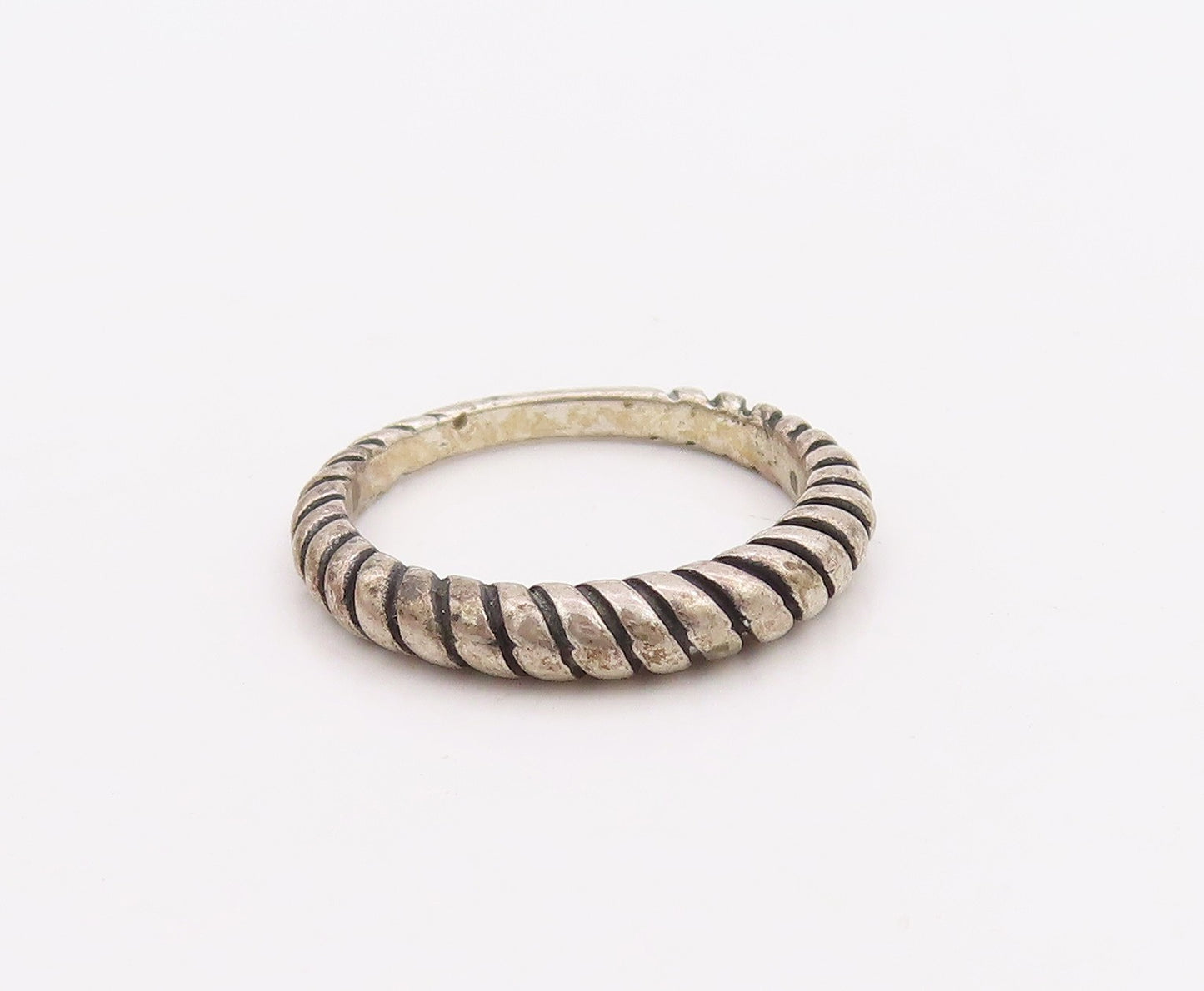 925 Sterling Silver Vintage Ring CAROLYN POLLACK Grooved Rope Band Sz 6  RG33293