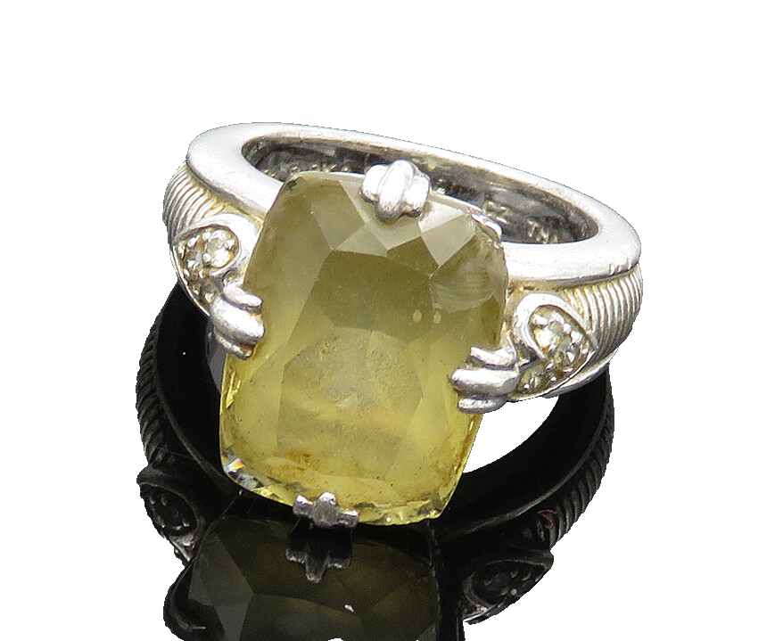 JUDITH RIPKA 925 Sterling Silver Vintage Topaz Love Heart Ring Sz 7  RG20260