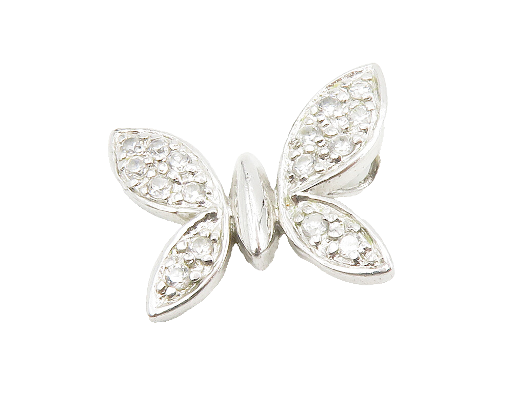 925 Sterling Silver  Shiny Petite Topaz Butterfly Motif Pendant  PT10986