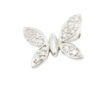 925 Sterling Silver  Shiny Petite Topaz Butterfly Motif Pendant  PT10986