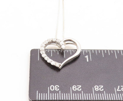 925 Sterling Silver  Genuine Diamonds Open Love Heart Chain Necklace  NE1936