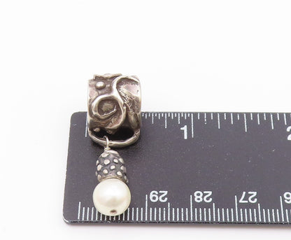 925 Sterling Silver  Vintage Freshwater Pearl Swirl Bail Pendant  PT17633