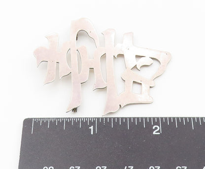 925 Sterling Silver  Vintage Shiny Smooth Cutout Design Brooch Pin  BP5488