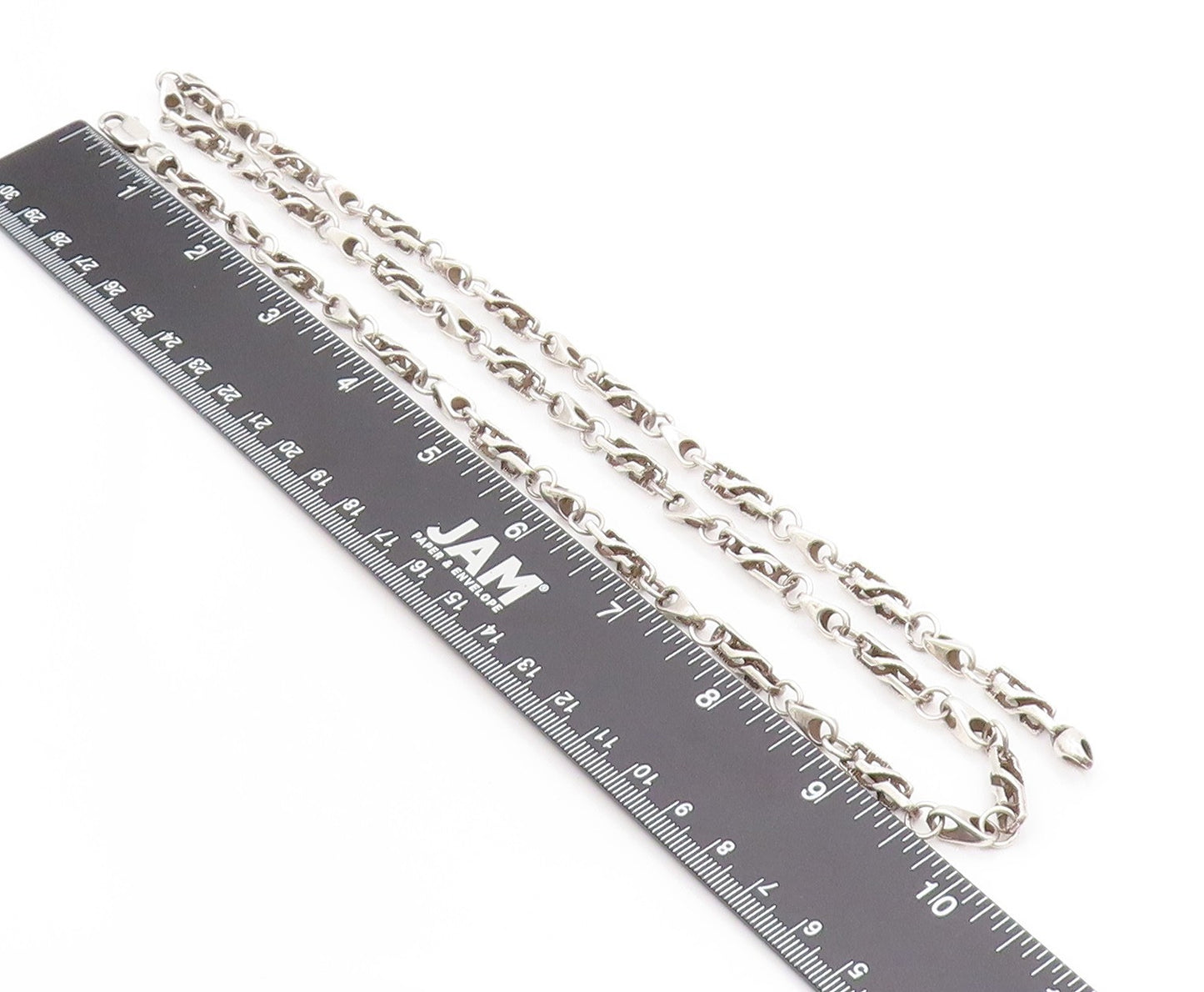 925 Sterling Silver Vintage Necklace Puffed Mariner Link Statement Chain  NE4626