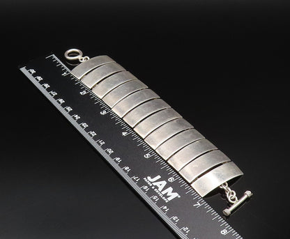 925 Sterling Silver  Vintage Minimalist Rectangle Bar Chain Bracelet  BT9657