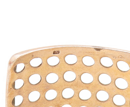 925 Sterling Silver Vintage Bracelet Solid Polka Dots Cutout Cuff  BT10941