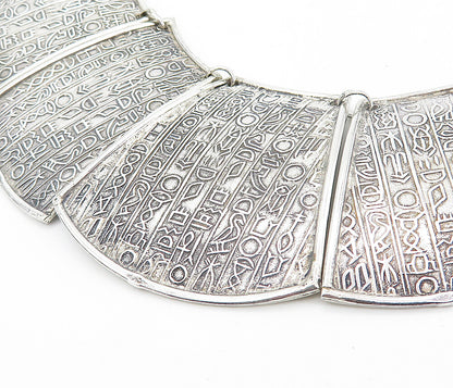 MIDDLE EAST 925 Silver Vintage Hieroglyphics Pattern Chain Necklace NE1271
