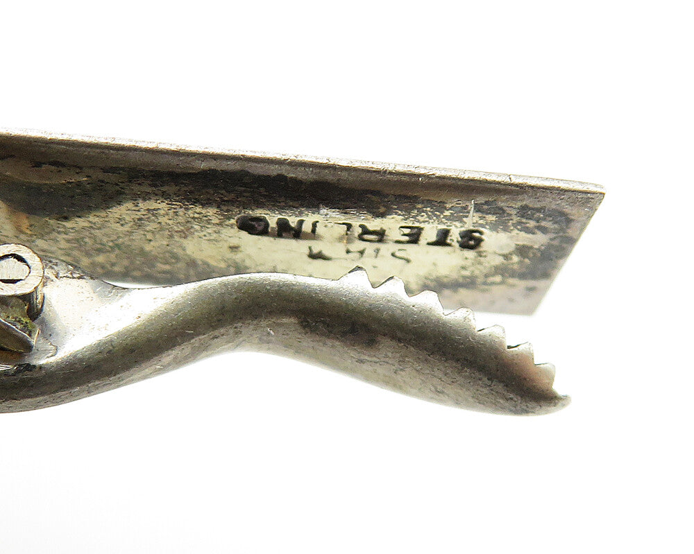 SIAM 925 Sterling Silver  Vintage Enamel Niello Dancers Tie Clip  TR1841