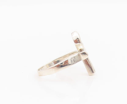 925 Sterling Silver Vintage Ring Religious Ankh Cross Cutout  Sz 9.5  RG33059