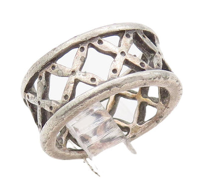 925 Sterling Silver Vintage Ring Minimalist Cutout 'x' Band  Sz 6  RG28552