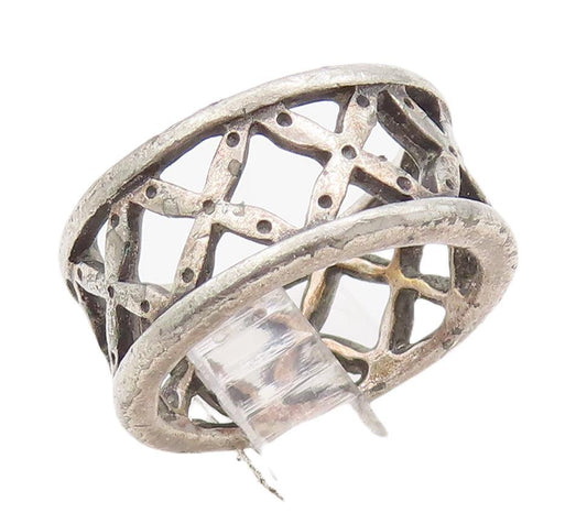 925 Sterling Silver Vintage Ring Minimalist Cutout 'x' Band  Sz 6  RG28552