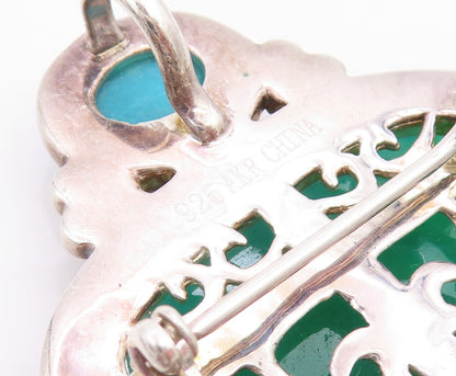 925 Sterling Silver Vintage Brooch Pin AMY KAHN RUSSEL Carved Chalcedony BP12253