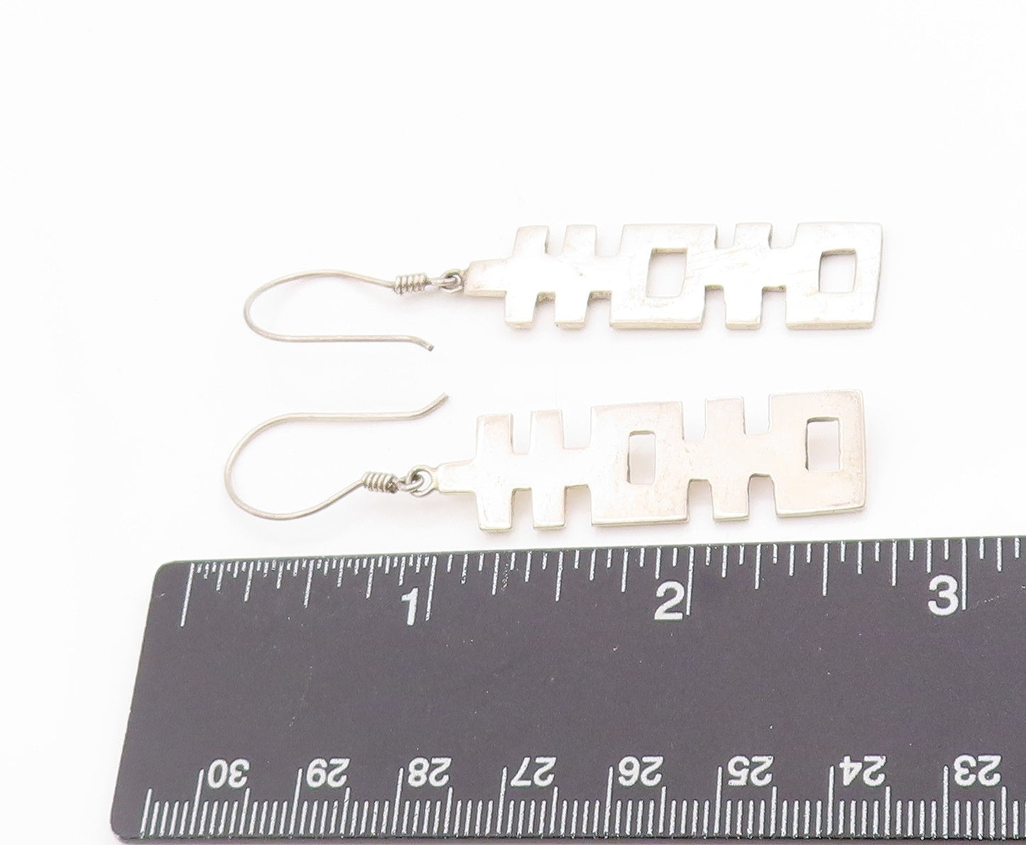 925 Sterling Silver Vintage Earrings Chinese Double Happiness Cut Out  EG13697