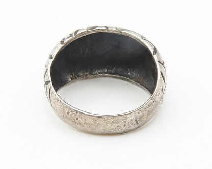 925 Sterling Silver  Vintage Oxidized Etched Design Band Ring Sz 7  RG10915
