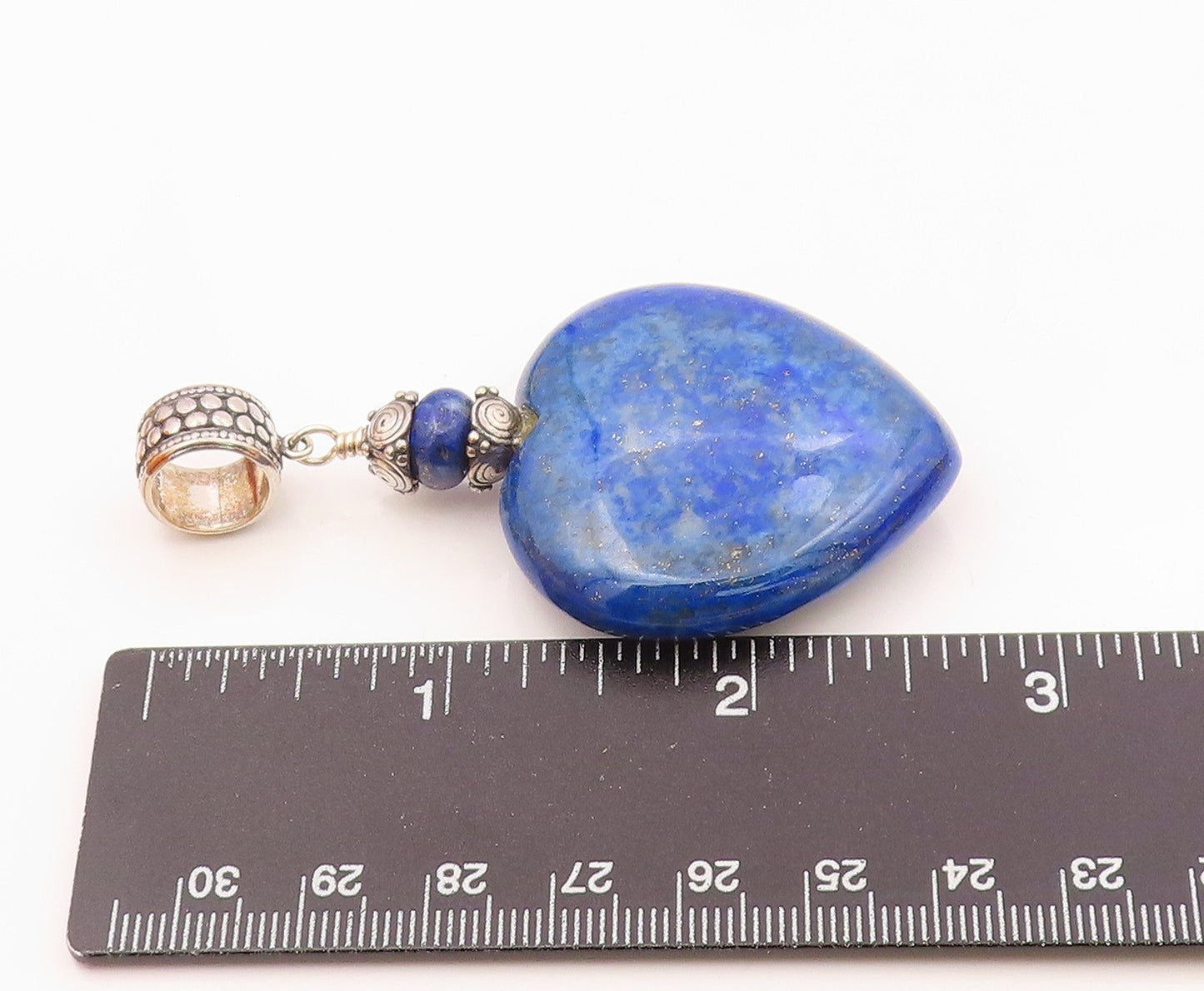 925 Sterling Silver  Vintage Lapis Lazuli Love Heart Smooth Pendant  PT19186