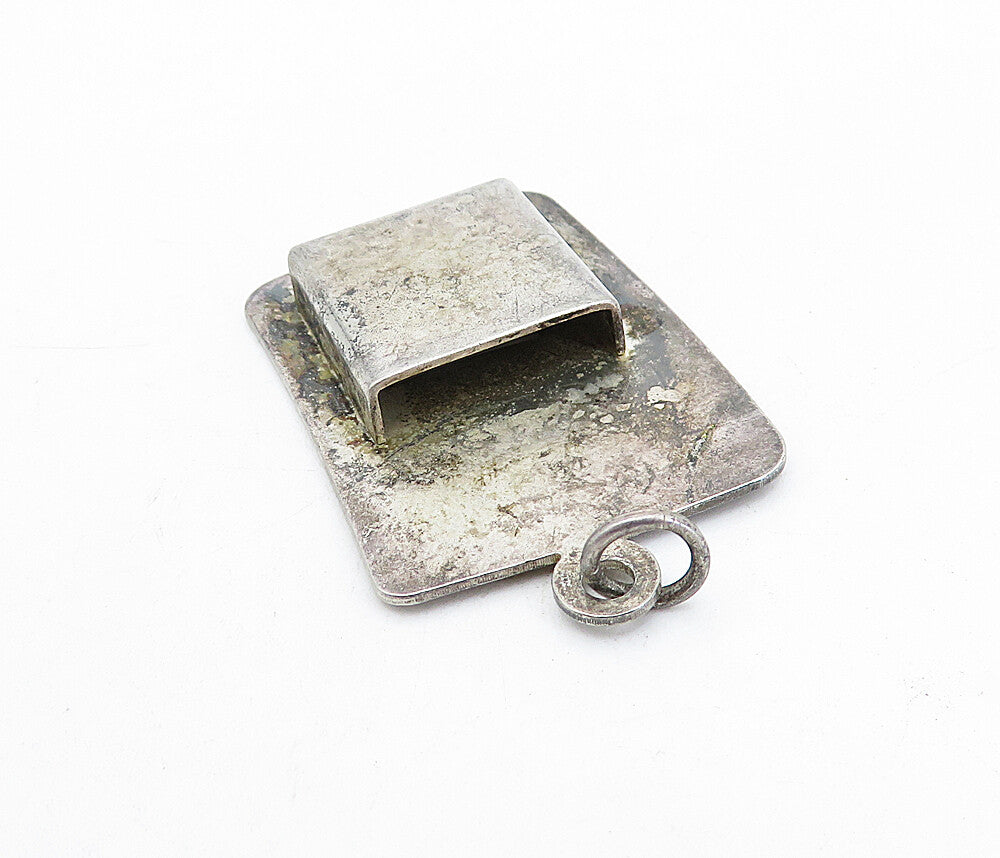 925 Sterling Silver  Vintage Dark Tone Boy Girl Picture Frame Pendant  PT3482