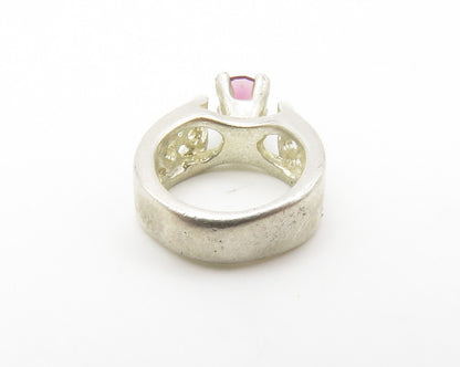 925 Sterling Silver Vintage Pink Topaz Solitaire Ring Motif Pendant  PT11049
