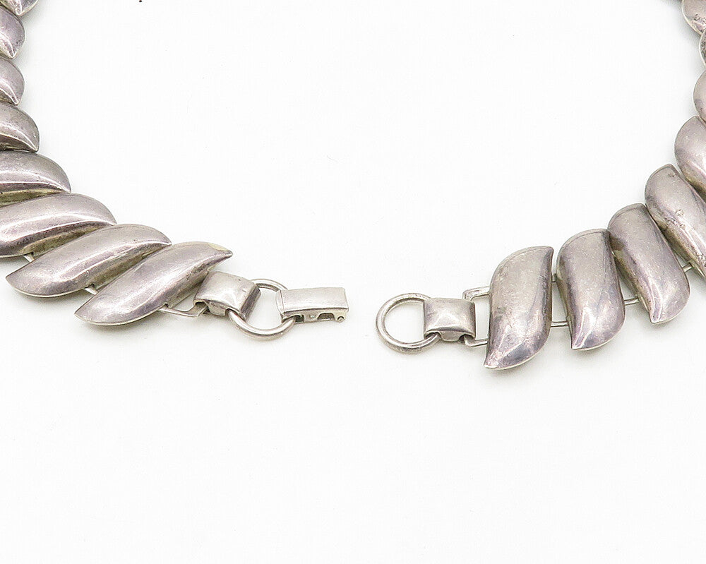 925 Sterling Silver  Vintage Shiny Smooth Dark Tone Chain Necklace  NE2785