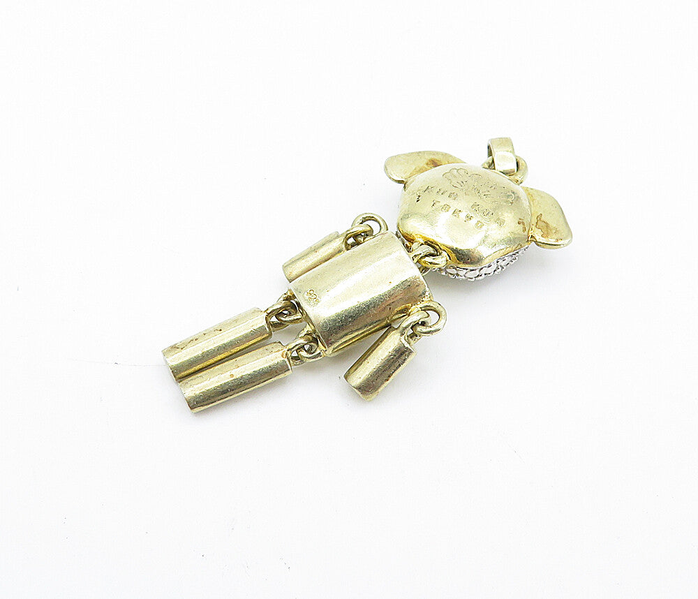 925 Sterling Silver  Vintage Cubic Zirconia Linked Figure Drop Pendant  PT3008