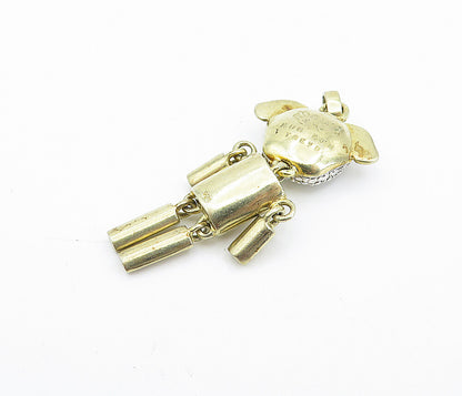 925 Sterling Silver  Vintage Cubic Zirconia Linked Figure Drop Pendant  PT3008