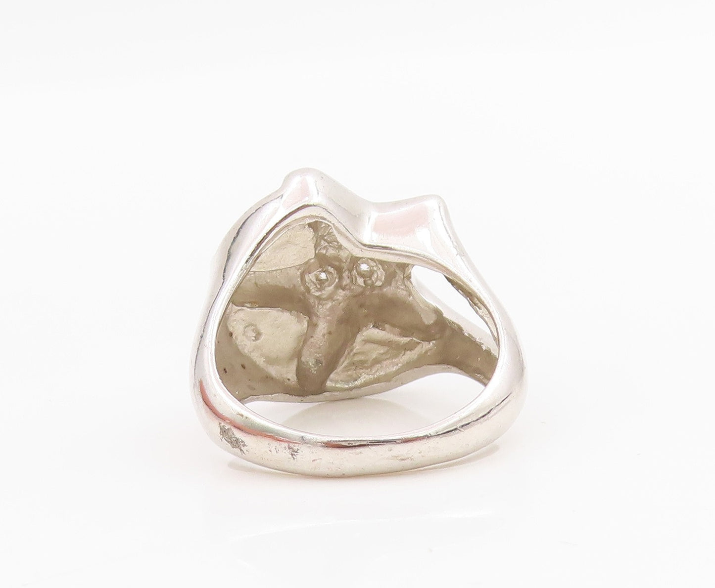 925 Sterling Silver Vintage Ring Larimar & CZ Starfish Design  Sz 7  RG34182