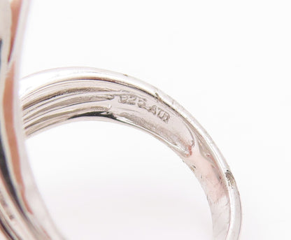925 Sterling Silver Vintage Ring Designer Bypass Cutout CZ Inlay Sz 7 RG31894