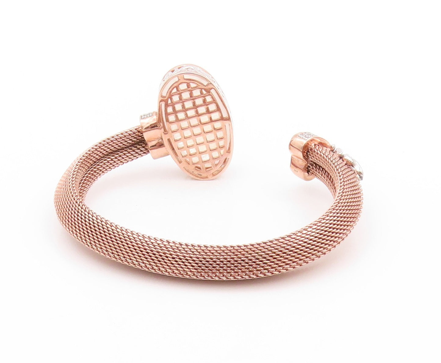 925 Sterling Silver Vintage Bracelet Rose Gold Plated Oval Opal & CZ  BT11232