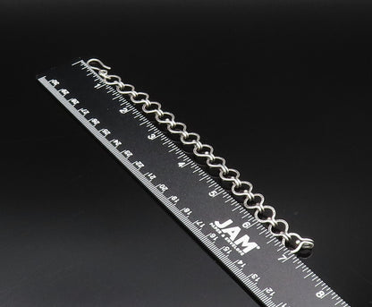 925 Sterling Silver  Vintage Hammered Open Circle Chain Bracelet  BT9733