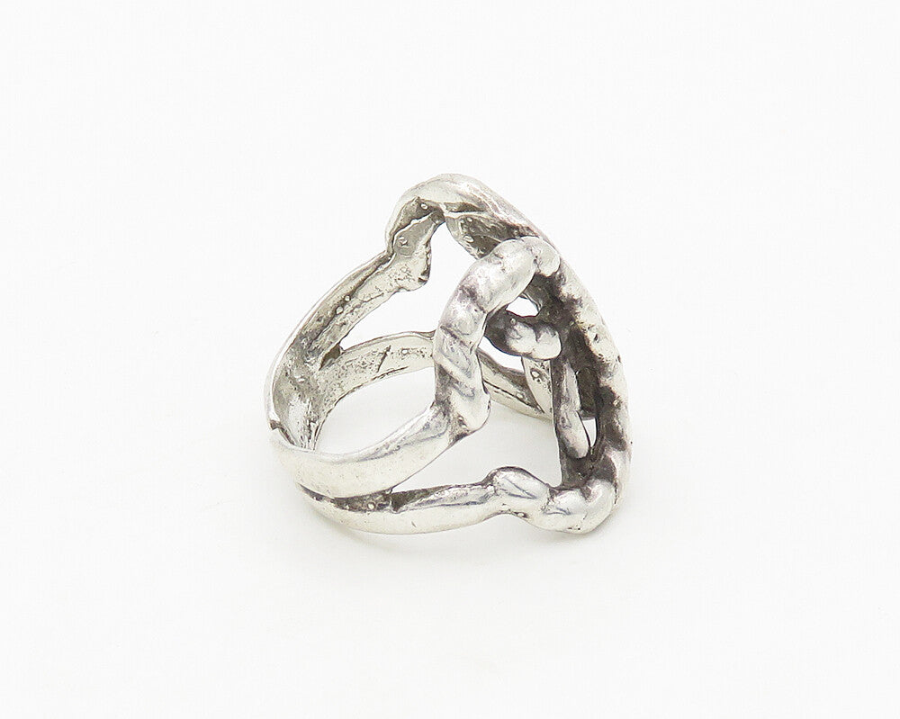 ISRAEL 925 Sterling Silver  Vintage Shiny Open Twist Band Ring Sz 7  RG18043