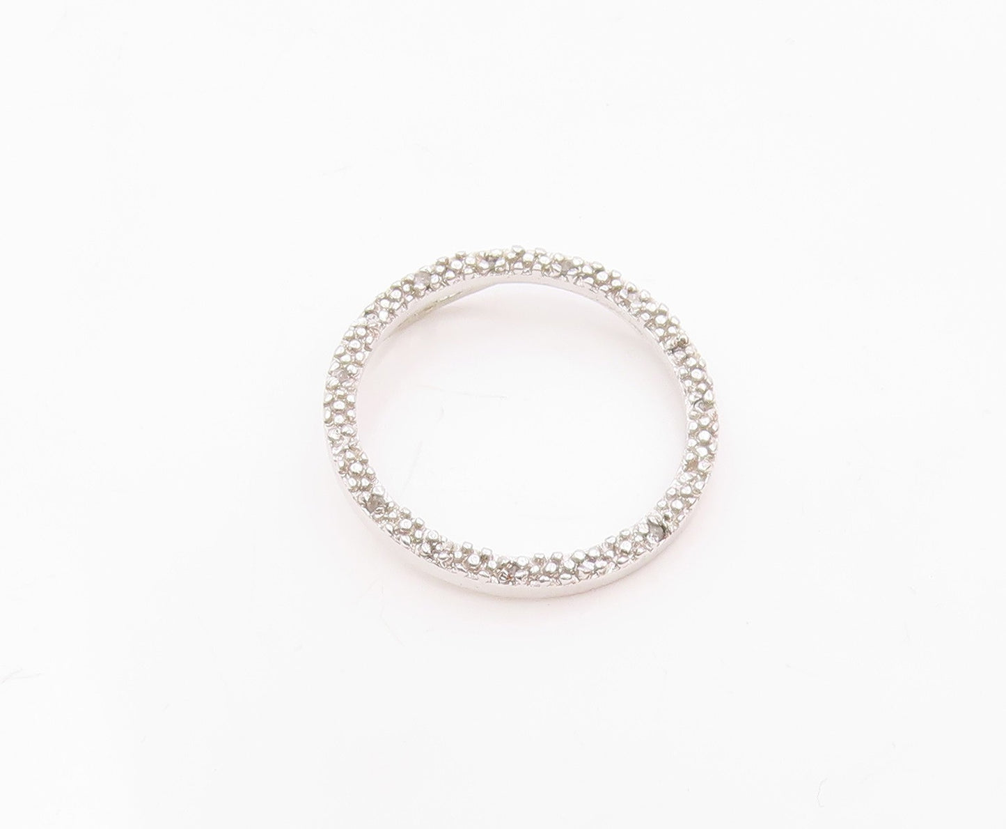 925 Sterling Silver  Vintage Genuine Diamonds Open Circle Pendant  PT15683