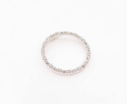 925 Sterling Silver  Vintage Genuine Diamonds Open Circle Pendant  PT15683