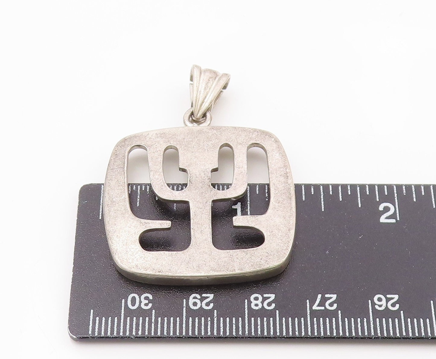 925 Sterling Silver  Vintage Shiny Smooth Cutout Design Drop Pendant  PT17389