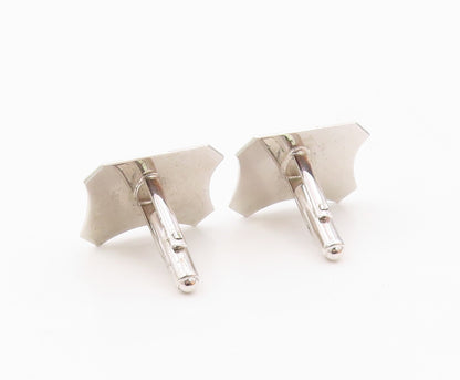 925 Sterling Silver  Vintage Shiny Polished Etched Detail Cuff Links  TR1726