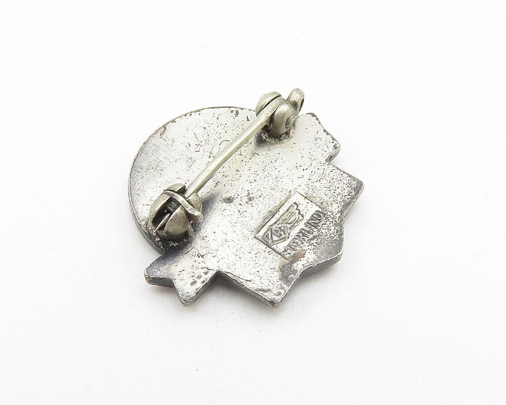 925 Sterling Silver  Vintage Petite Enamel Stanhome Salesman Brooch Pin BP4229