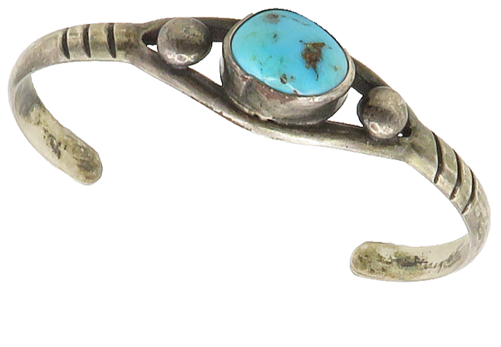 NAVAJO 925 Sterling Silver  Vintage Turquoise Dark Tone Cuff Bracelet  BT6533