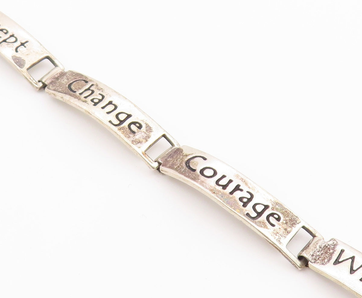 925 Silver Vintage Engraved Religious Inspirational Words Bracelet BT9540