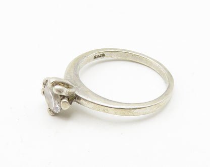 925 Sterling Silver  Vintage Prong Set Topaz Solitaire Ring Sz 8  RG10243