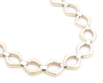 925 Sterling Silver  Vintage Smooth Open Hinge Link Chain Necklace  NE1336