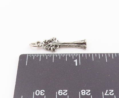925 Sterling Silver  Vintage Petite Tall Tree Shiny Drop Pendant  PT18031