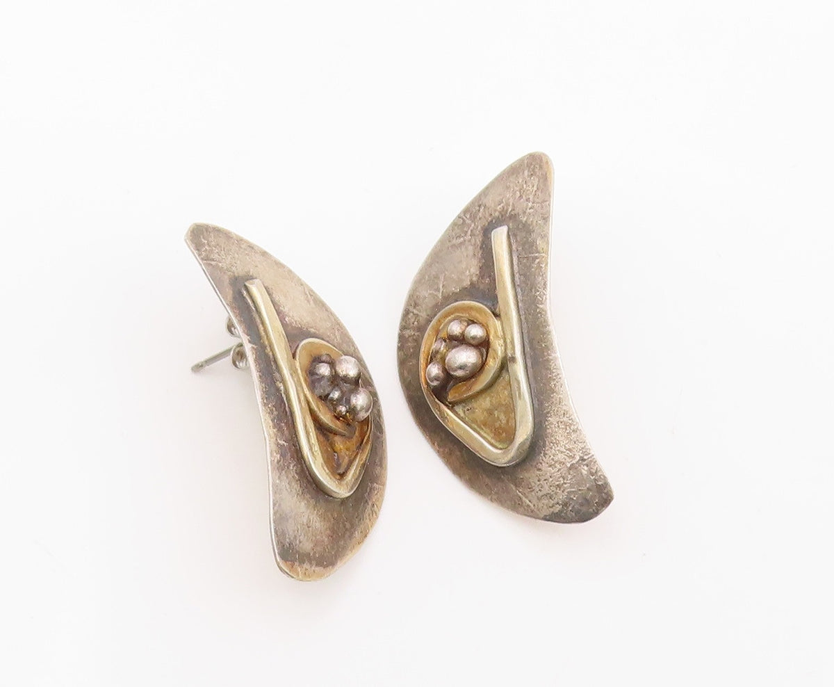 925 Sterling Silver Vintage Earrings DE LILLO Bold Crescent Moon Studs  EG14176