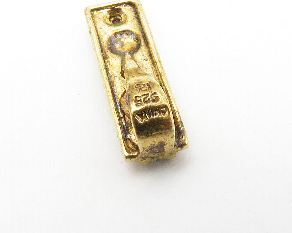ROSS SIMON 925 Silver  Vintage Genuine Diamonds Two Tone Bar Pendant  PT10997