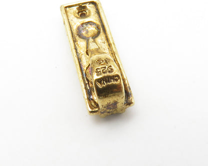 ROSS SIMON 925 Silver  Vintage Genuine Diamonds Two Tone Bar Pendant  PT10997