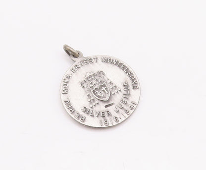 925 Sterling Silver Vintage Pendant Religious Carved Mother Mary Coin  PT23226