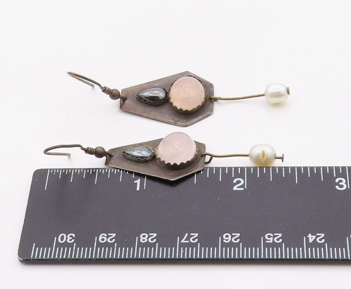 925 Sterling Silver Vintage Earrings TRICIA'S Multi Gemstone Dangles  EG14387