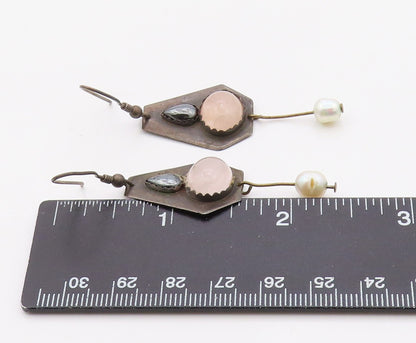 925 Sterling Silver Vintage Earrings TRICIA'S Multi Gemstone Dangles  EG14387