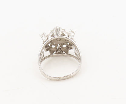 UNCAS 925 Sterling Silver  Vintage Topaz Beaded Floral Cutout Ring Sz 8  RG27335