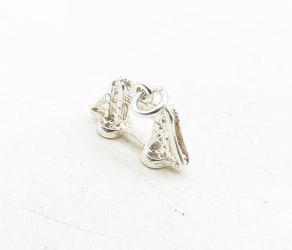 925 Sterling Silver  Vintage Petite Shiny Bridge Motif Drop Pendant  PT6851