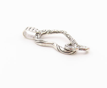 925 Sterling Silver  Vintage Shiny Swirl Open Love Hearts Pendant  PT15664