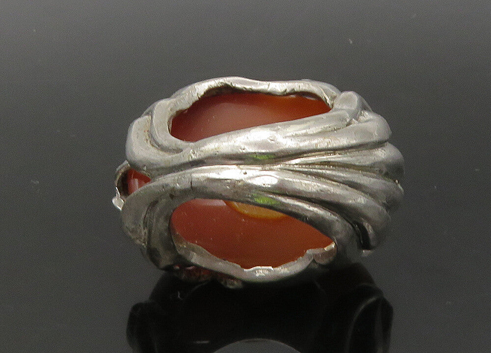 925 Sterling Silver  Vintage Carnelian Sculpted Cocktail Ring Sz 5.5  RG22082