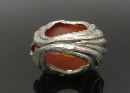 925 Sterling Silver  Vintage Carnelian Sculpted Cocktail Ring Sz 5.5  RG22082